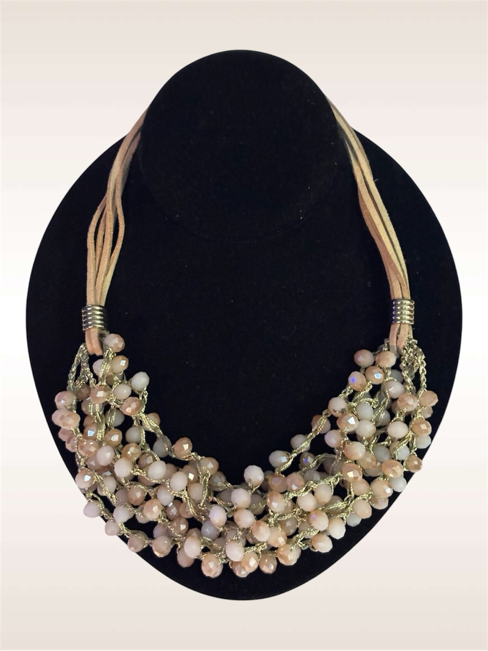 🌼Multi-Strand Leather Glass Bead Choker Necklace